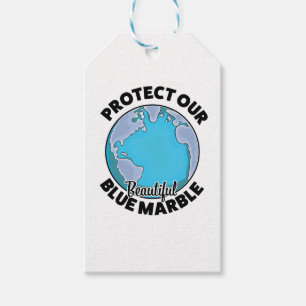 Étiquettes-cadeau Protégez notre belle Marbre Bleu