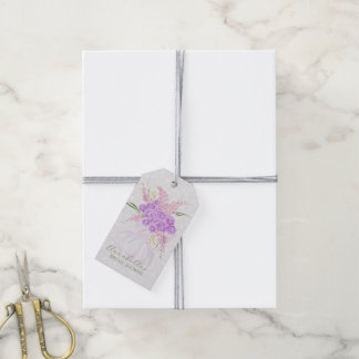 Étiquettes-cadeau Puerto Madero Nœud lilas clair sur gris doux