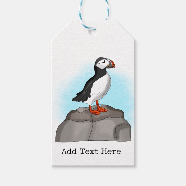 Étiquettes-cadeau Puffin à main fine (Devant)