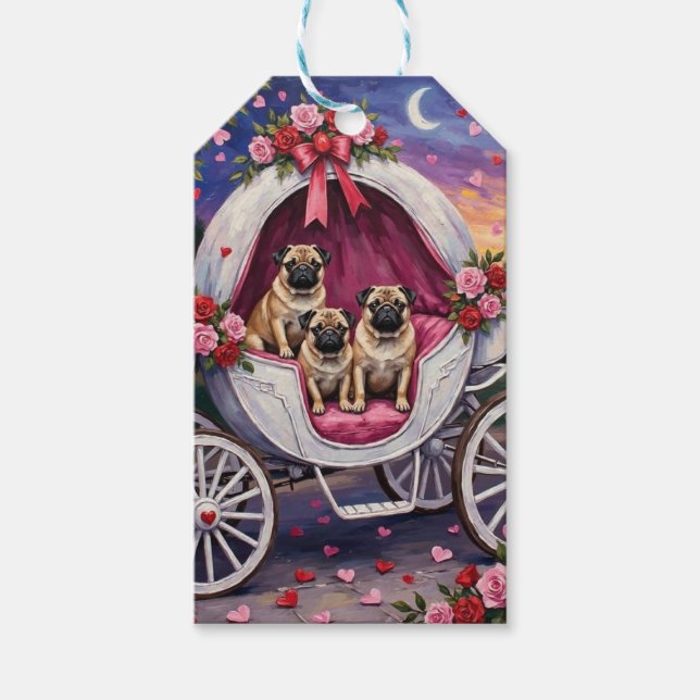 Étiquettes-cadeau Pug Dog Valentine's Day (Devant)