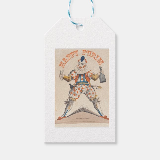 Étiquettes-cadeau Purim. Joyeux Clown. Lechaim (Devant)