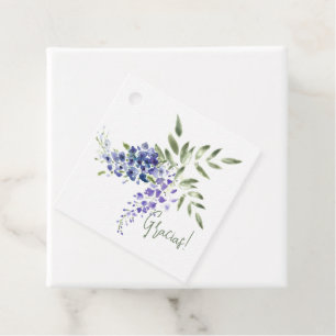 Étiquettes Cadeau Purple Aquarelle Wisteria et Gracias Feuilles