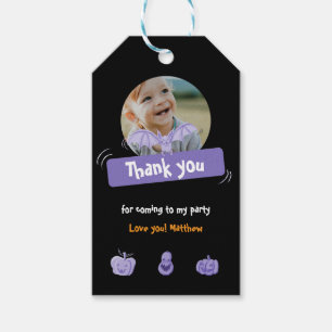 Étiquettes-cadeau Purple & Black Halloween anniversaire merci