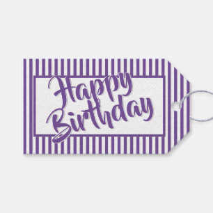 Étiquettes-cadeau Purple/Blanc Simple Stripes Motif Toutes les Occas