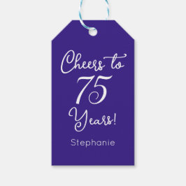 Étiquettes-cadeau Purple Cheers à 75 ans 75e anniversaire