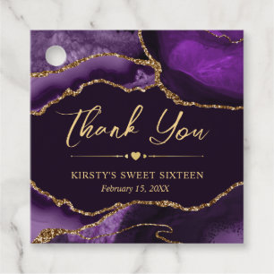 Étiquettes Cadeau Purple et Gold Faux Parties scintillant Agate Swee
