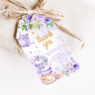 Étiquettes-cadeau Purple Floral Tea Party Baby shower Favoriser les