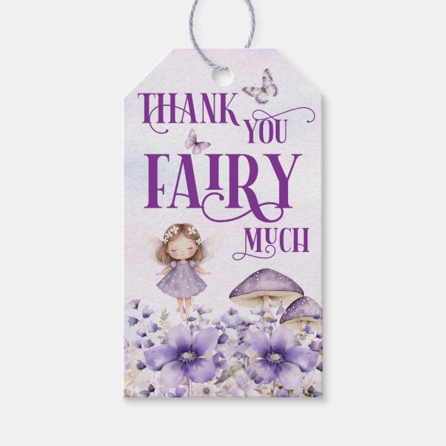 Étiquettes-cadeau Purple Floral Thank You Fairy Much (Devant)
