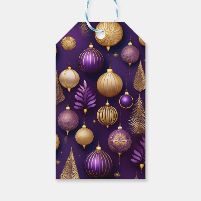 ÉTIQUETTES-CADEAU PURPLE & GOLD CHRISTMAS ORNAMENTS (Devant)