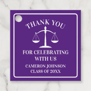 Étiquettes Cadeau Purple White Law School Custom Graduation Party