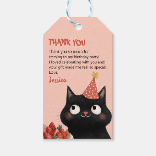 Étiquettes-cadeau Purr-fect Chat noir Merci de fête d'anniversaire d