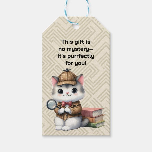 Étiquettes-cadeau Purrlock Holmes Mystère Félin (Devant)