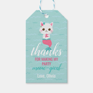 Étiquettes-cadeau Purrmaid Mermaid Kitty Anniversaire Favoriser