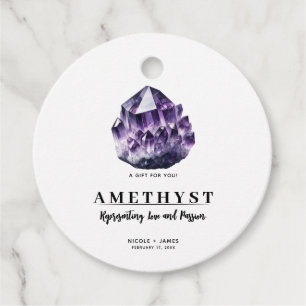 Étiquettes Cadeau Quartz Cristal de Calme Améthyste Violet pour Mari