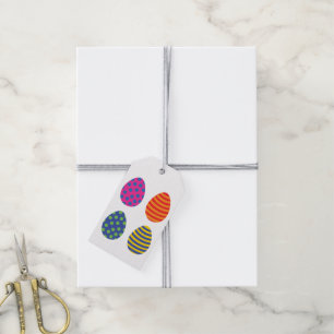 Étiquettes-cadeau Quatre Oeufs de Pâques colorés