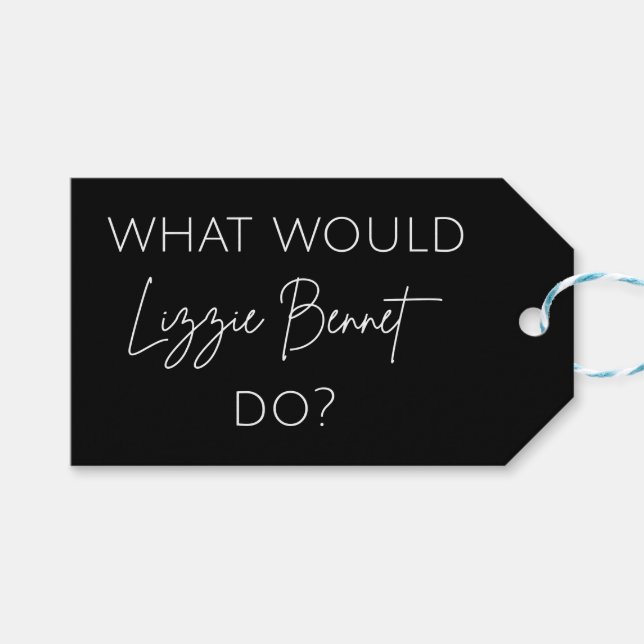 Étiquettes-cadeau Que ferait Lizzie Bennet ? (Devant (Horizontal))