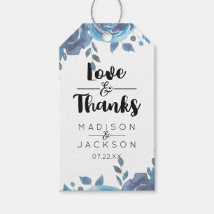 Étiquettes-cadeau Quelque chose d'aquarelle bleu Mariage Amour & Mer