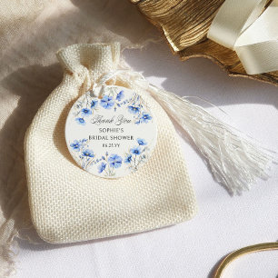 Étiquettes Cadeau Quelque chose de bleu Floral Calligraphie Fête des