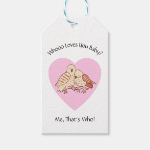 Étiquettes-cadeau Qui T'Aime Bébé ? Cute Ows Valentine Holiday