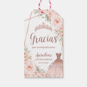Étiquettes-cadeau Quinceañera Blush Floral Rose Gold robe Anniversai