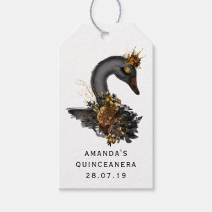 Étiquettes-cadeau Quinceañera du cygne noir