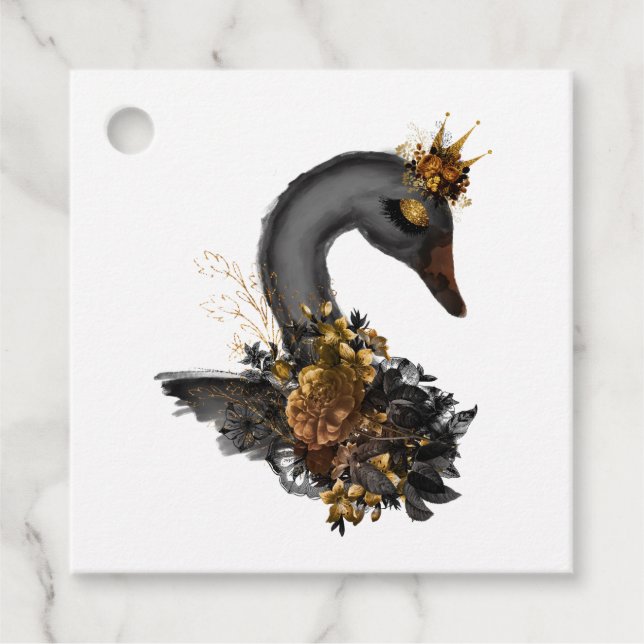 Étiquettes Cadeau Quinceañera du cygne noir (Devant)