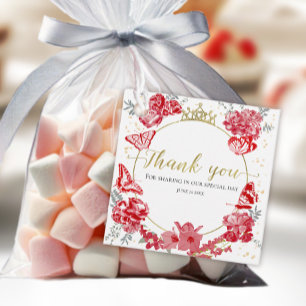 Étiquettes Cadeau Quinceanera Favoriser Tags Papillon Rouge Floral O