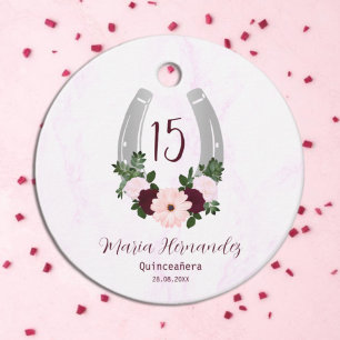 Étiquettes Cadeau Quinceanera Floral Western Horseshoe