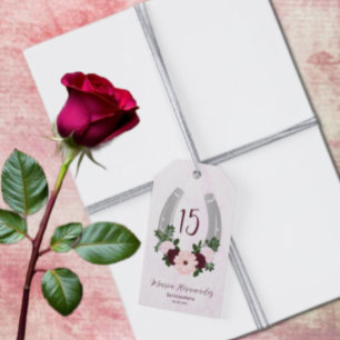 Étiquettes-cadeau Quinceanera Floral Western Horseshoe