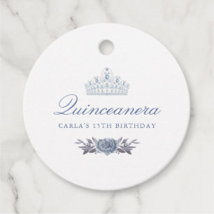 Étiquettes Cadeau Quinceanera Florale Bleue