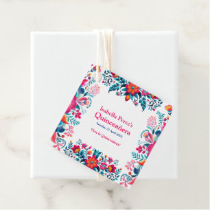 Étiquettes Cadeau Quinceanera florale Fiesta mexicaine