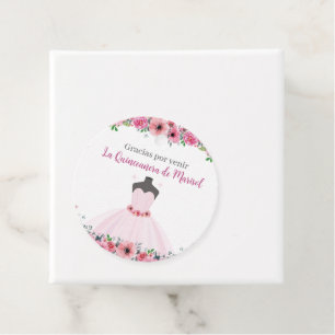 Étiquettes Cadeau Quinceanera Florale Rose