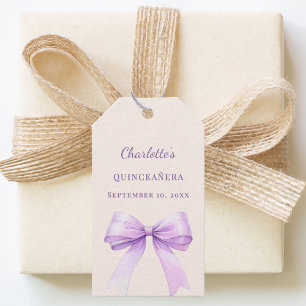 Étiquettes-cadeau Quinceañera noeud lavande ivoire fait-main DIY