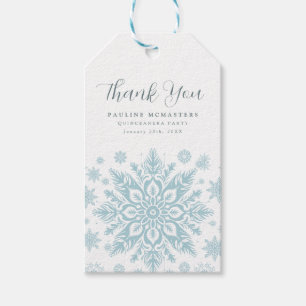 Étiquettes-cadeau Quinceanera Party Blue Snowflake Merci Favoriser