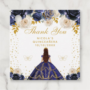 Étiquettes Cadeau Quinceañera princesse florale bleu marine