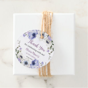 Étiquettes Cadeau Quinceañera Purple Lilac Floral Tiara Papillons