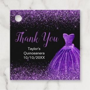 Étiquettes Cadeau Quinceanera Robe Violet foncé Robe Faux Parties sc