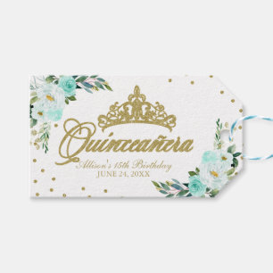 Étiquettes-cadeau Quinceanera turquoise