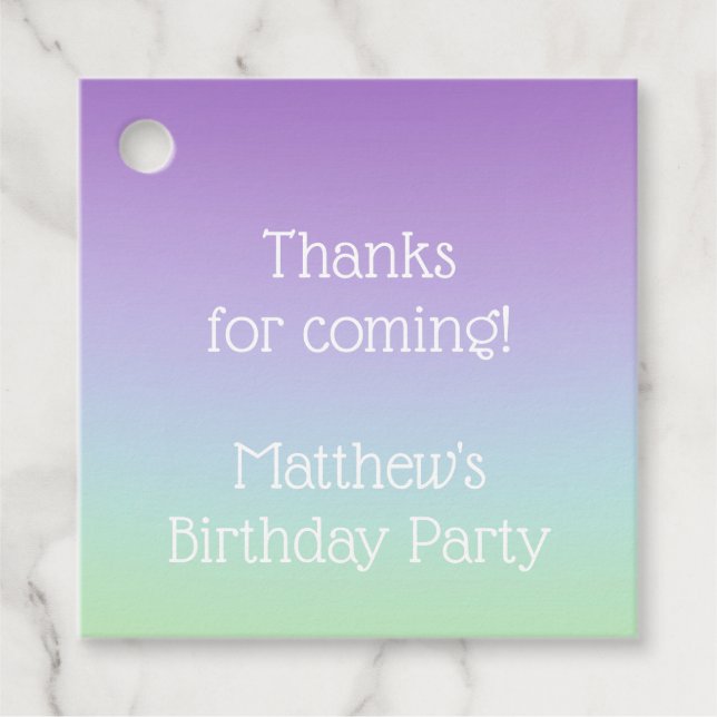 Étiquettes Cadeau Rainbow Blue Purple Boy fête d'anniversaire (Devant)