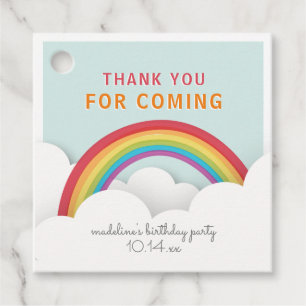 Étiquettes Cadeau Rainbow Blue Sky Anniversaire de enfant Merci