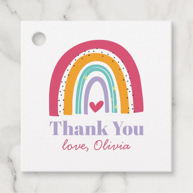 Étiquettes Cadeau Rainbow Bright Birthday Merci Favoriser (Devant)