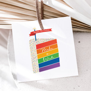 Étiquettes Cadeau Rainbow Cake Happy Birthday Make a Wish Gift Tags