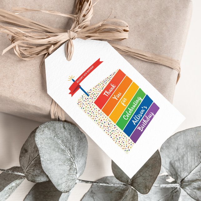 Étiquettes-cadeau Rainbow Cake Joyeux anniversaire Personnalisé Pers (Créateur téléchargé)