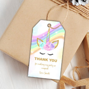 Étiquettes-cadeau Rainbow Glitter Unicorn Birthday Gift Tags