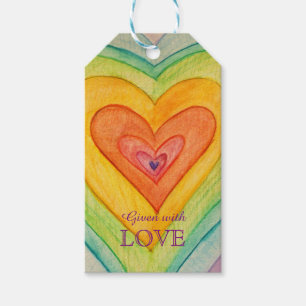 Étiquettes-cadeau Rainbow Hearts Love Custom Card Tags