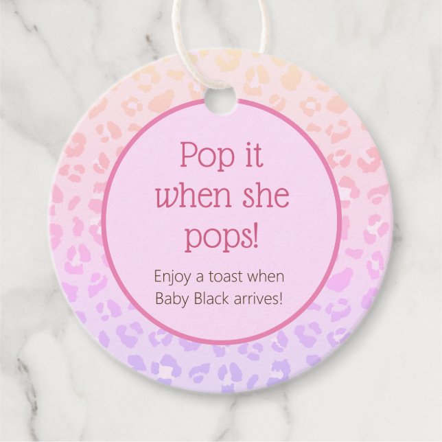 Étiquettes Cadeau Rainbow Leopard Pop It When She Pops (Devant)