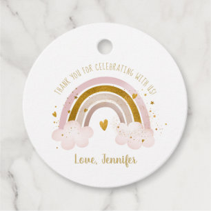 Étiquettes Cadeau Rainbow Neutral or Pastel Baby shower Merci