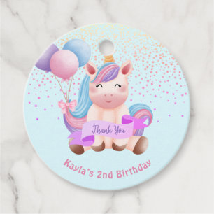 Étiquettes Cadeau Rainbow Unicorn Magique deuxième anniversaire