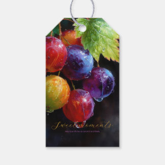 Étiquettes-cadeau Raisins et gouttes de rosée aquarelles vibrants