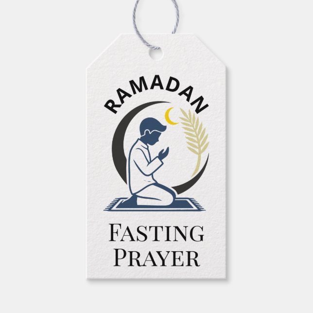 Étiquettes-cadeau Ramadan Fasting Prayer Man Islamic Vector Graphic  (Devant)